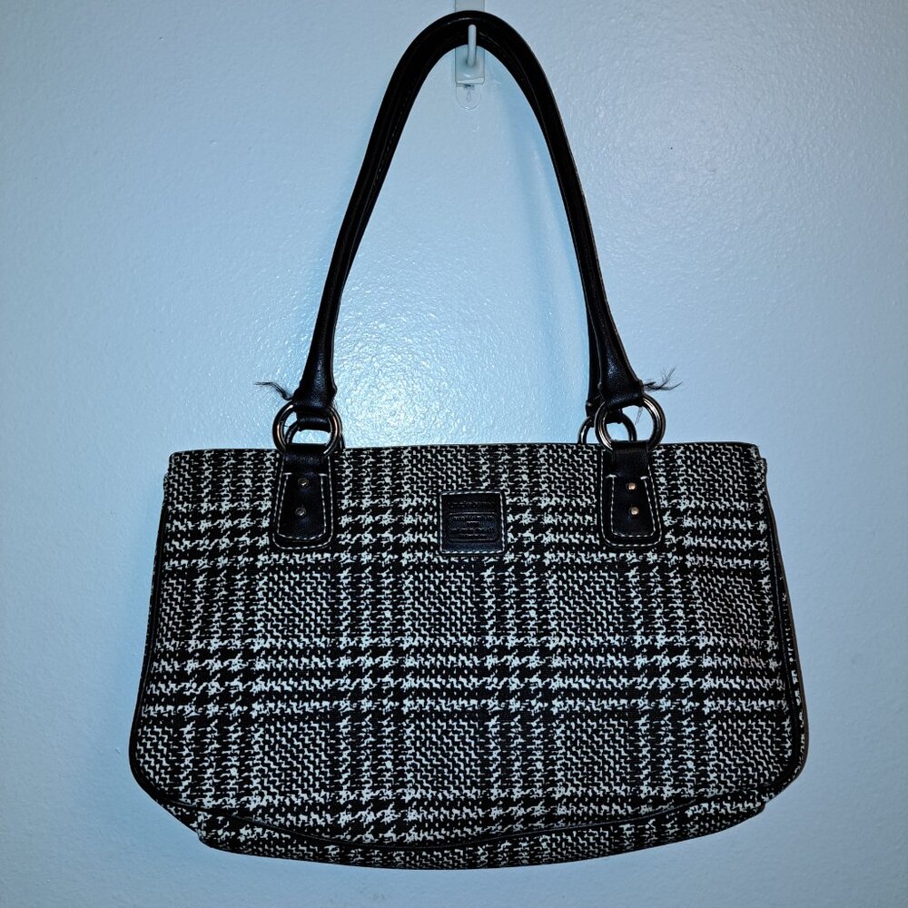 Liz Claiborne Black &White Plaid/Houndstooth Purse &Accessories